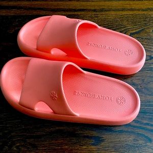 Blush Rose Tory Burch shower slides